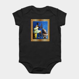 African Woman, African Mom Preparing Food, Back History Baby Bodysuit